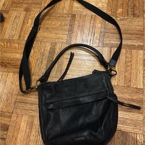 Fossil Black Pebbled Leather Crossbody Bag